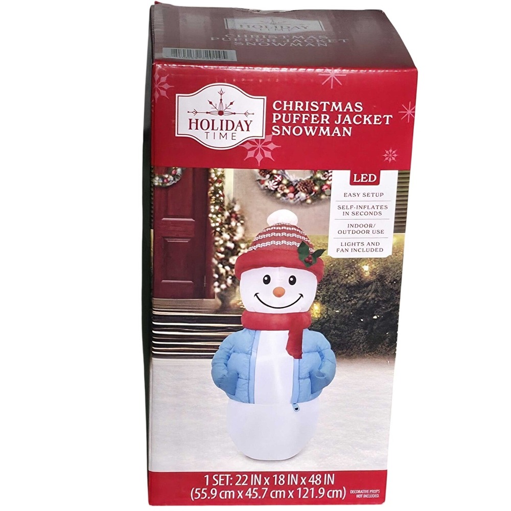 Holiday Time LED Snowman Puffer Jacket 4 Ft Christmas Airblown Inflatable NEW